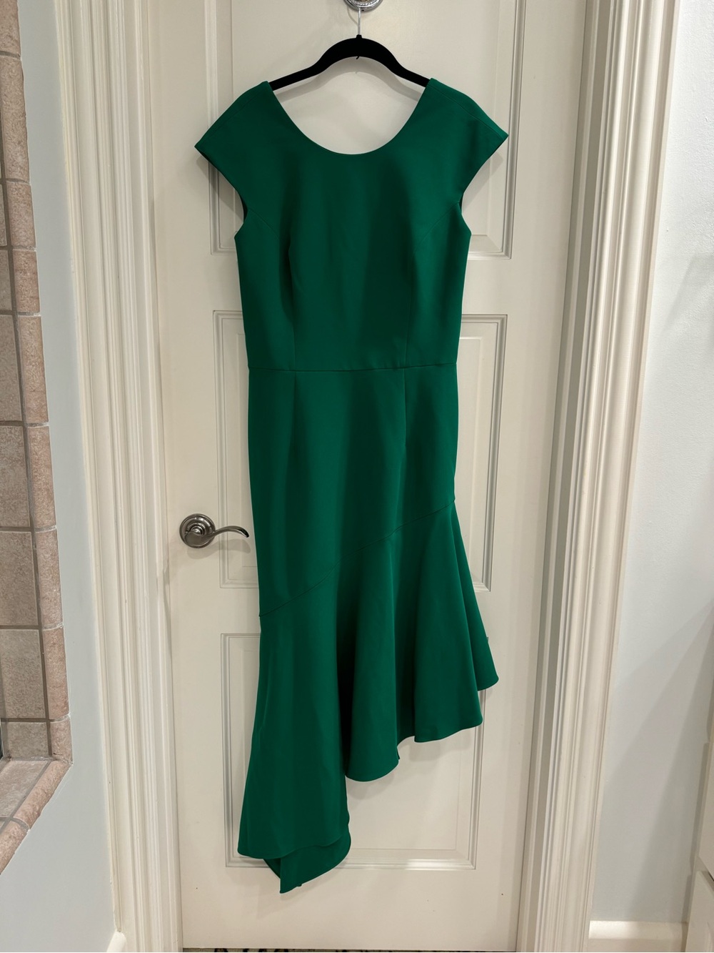 Milly Emerald Green High-Low Ruffle Hem Dress - Picture 4 of 7